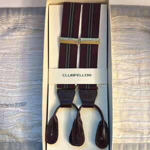 NWT Clubfellow burgundy suspenders